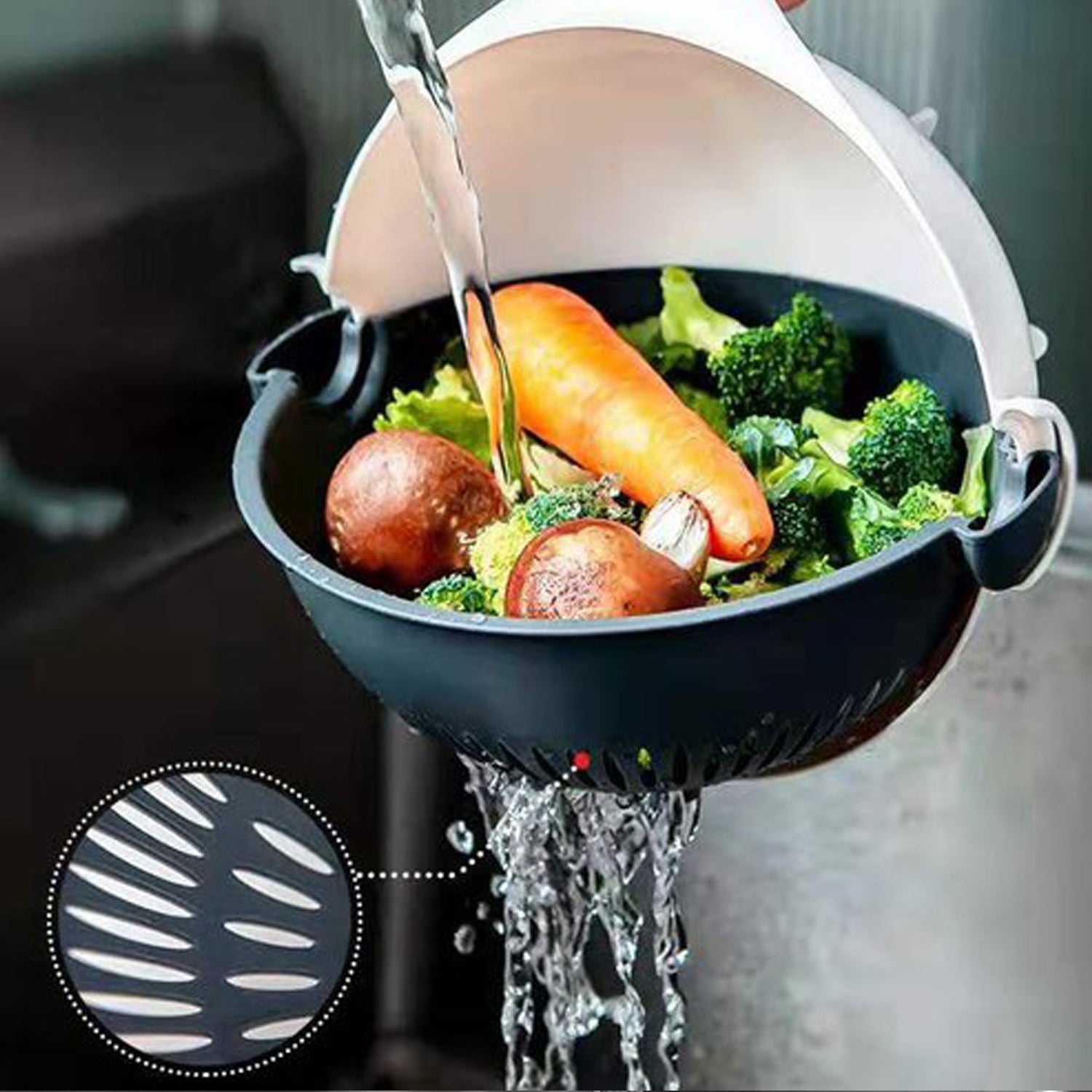 2187B Premium Portable 7 in 1 Multifunction Magic Rotate Vegetable Cutter/Chopper/Slicer/Shredder with Drain Basket with various Dicing Blades freeshipping - DeoDap 2187B Premium Portable 7 in 1 Multifunction Magic Rotate Vegetable Cutter/Chopper/Slicer/Shredder with Drain Basket with various Dicing Blades freeshipping - DeoDap
